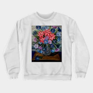 A beautiful bouquet flowers in a glass and gold vase . Crewneck Sweatshirt